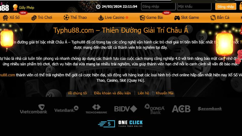 Các Kênh Nạp Tiền TYPHU88 Đang Được Hỗ Trợ