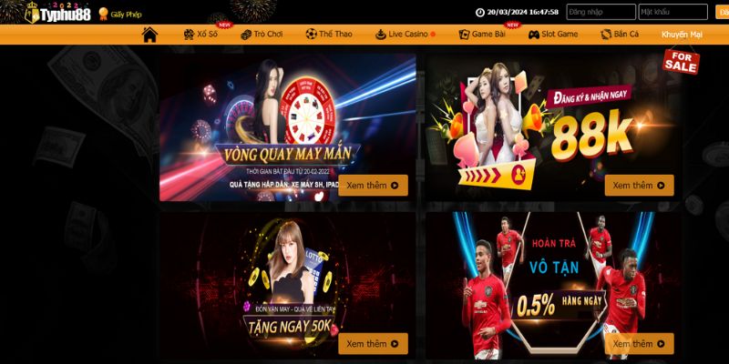 Cập Nhật Khuyến Mãi TYPHU88 Mới Nhất